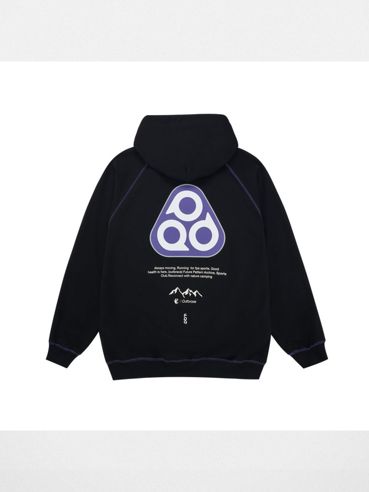 FPA Heavyweight Contrast Stitch Hoodie in Black