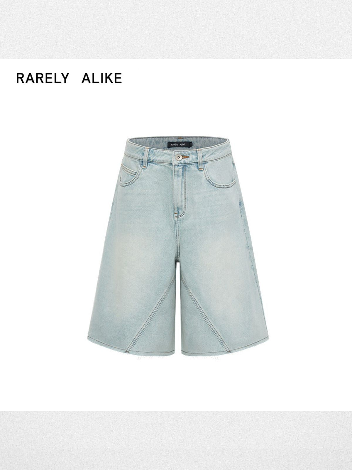 RARELY ALIKE Raw Edge A Line Cropped Jeans in Light Blue
