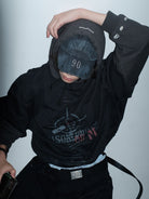 MasonPrince Distressed Metal Accent Baseball Cap in Black - On Female Model