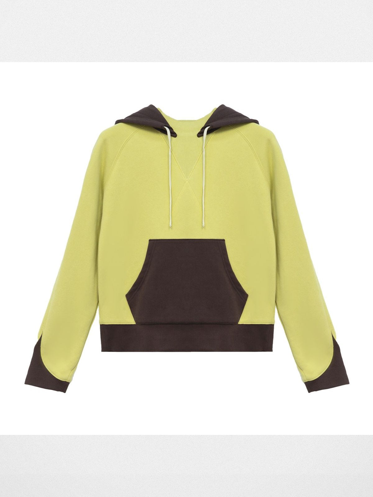 Simple Project Contrast Panel Hoodie in Brown