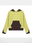 Simple Project Contrast Panel Hoodie in Brown