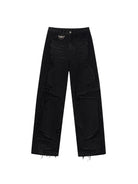 BLINDNOPLAN Raw Edge Distressed Paneled Jeans in Gray