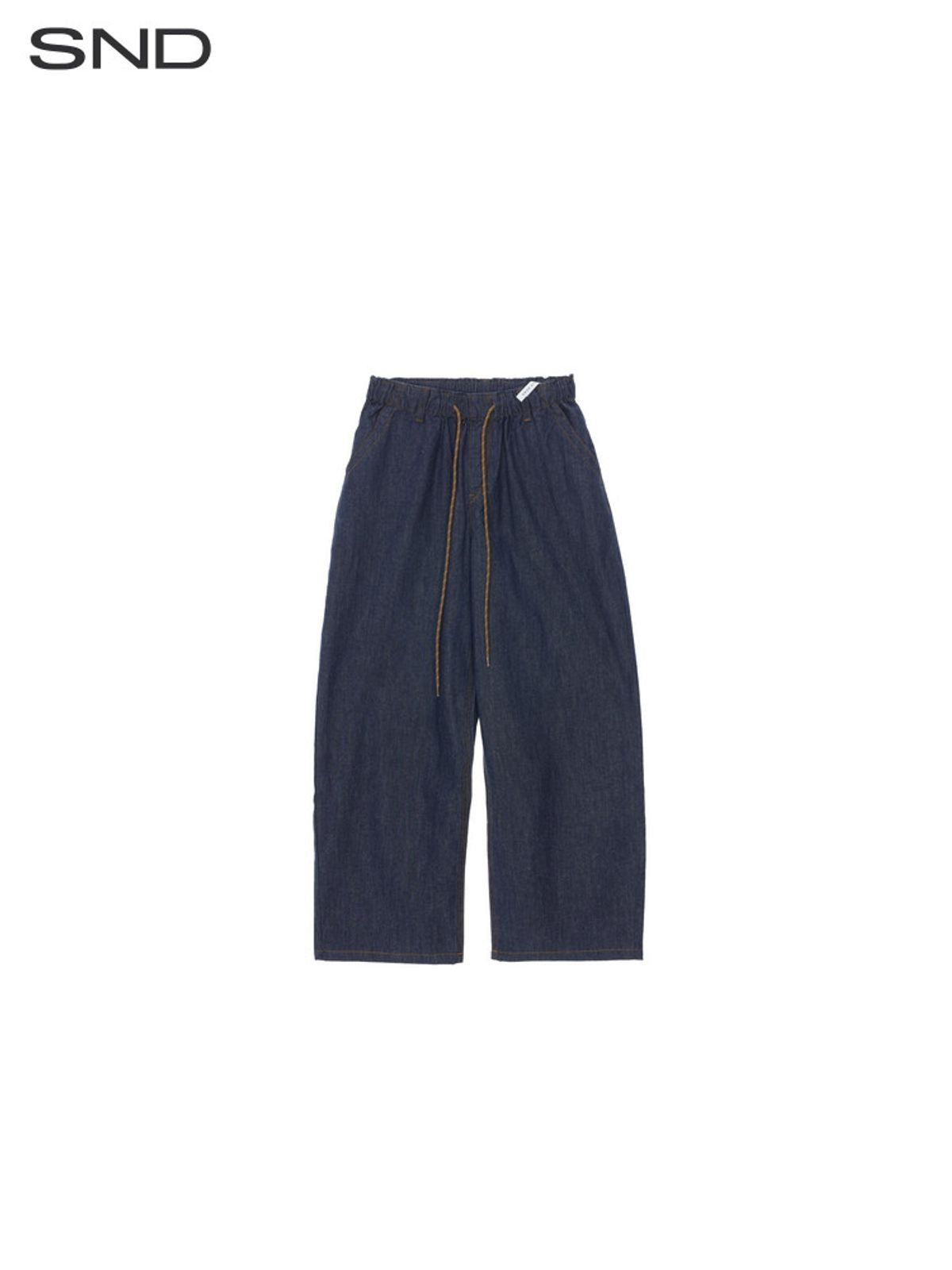 RARELY ALIKE Drawstring Wide Leg Raw Denim Jeans in Blue