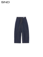 RARELY ALIKE Drawstring Wide Leg Raw Denim Jeans in Blue