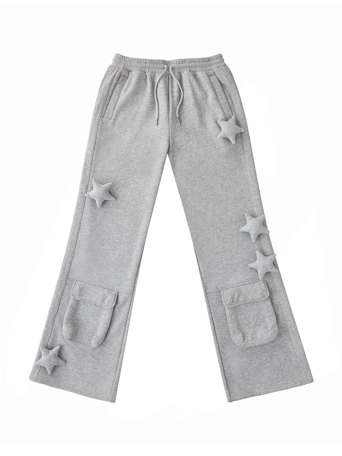 CFIERCE 3D Star Micro Flare Sweatpants in Gray