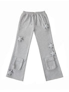 CFIERCE 3D Star Micro Flare Sweatpants in Gray