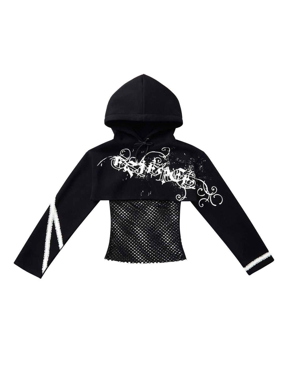 CFIERCE Paint Splatter Mock Layer Hoodie in Black