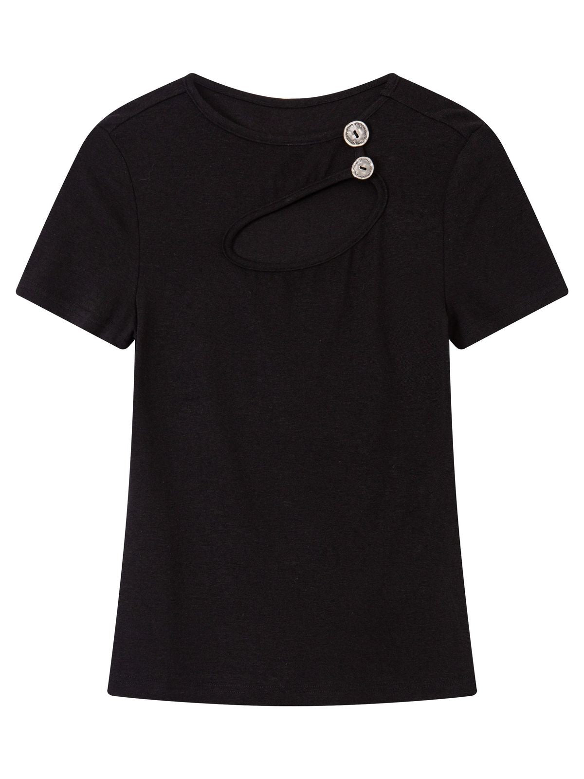 THELIGHT OFFICIAL Oval Cutout Silver Button Tee in Black