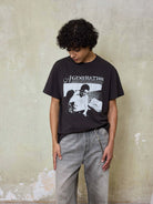 AFterTaste Cracked Portrait Single Stitch Tee in Black - On Model