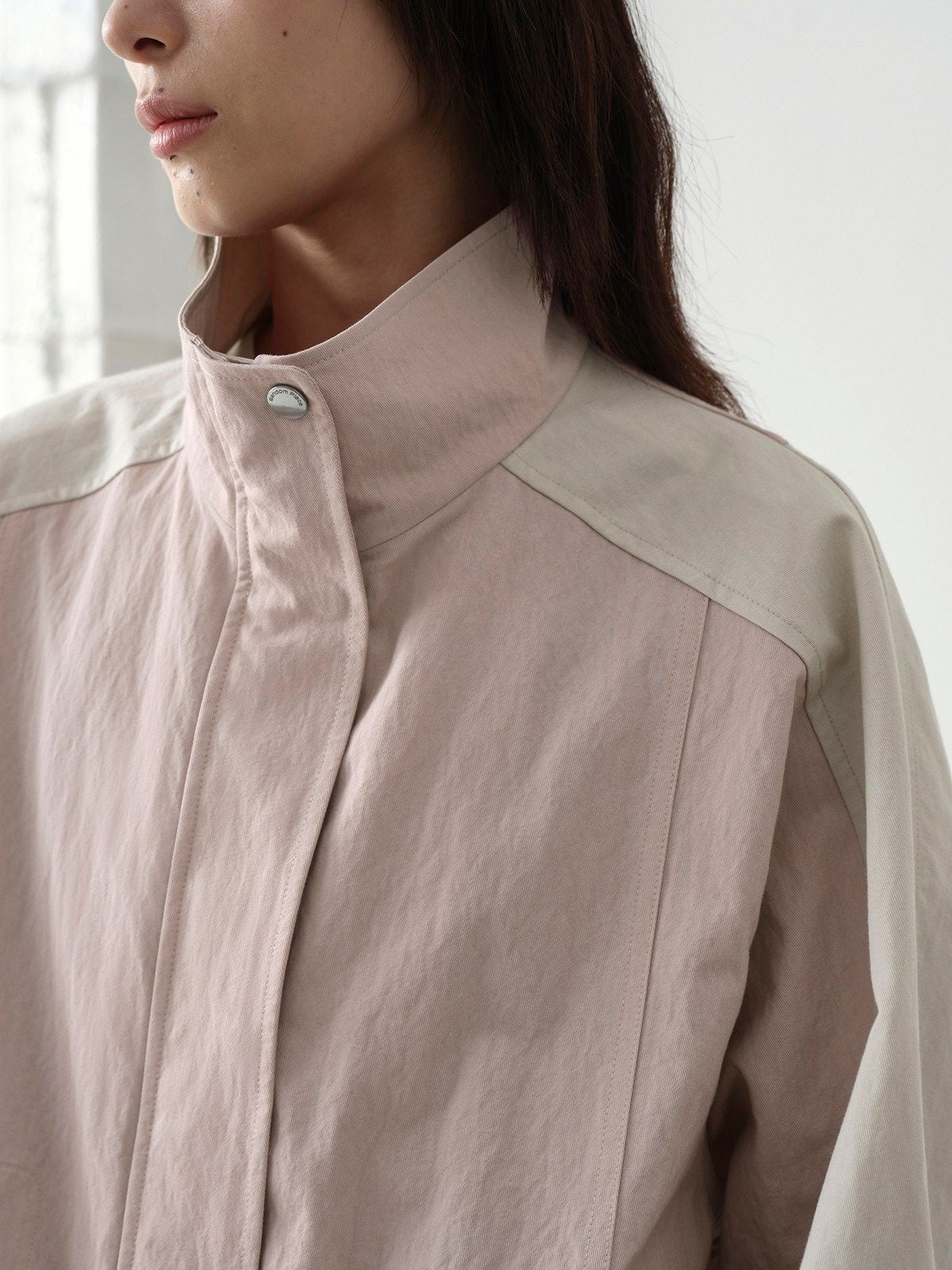 RandomPiece Color Block Cotton Blend Jacket in Pink - Detail