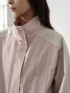 RandomPiece Color Block Cotton Blend Jacket in Pink - Detail