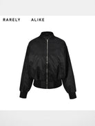 RARELY ALIKE Zip Front Bomber Jacket in Black