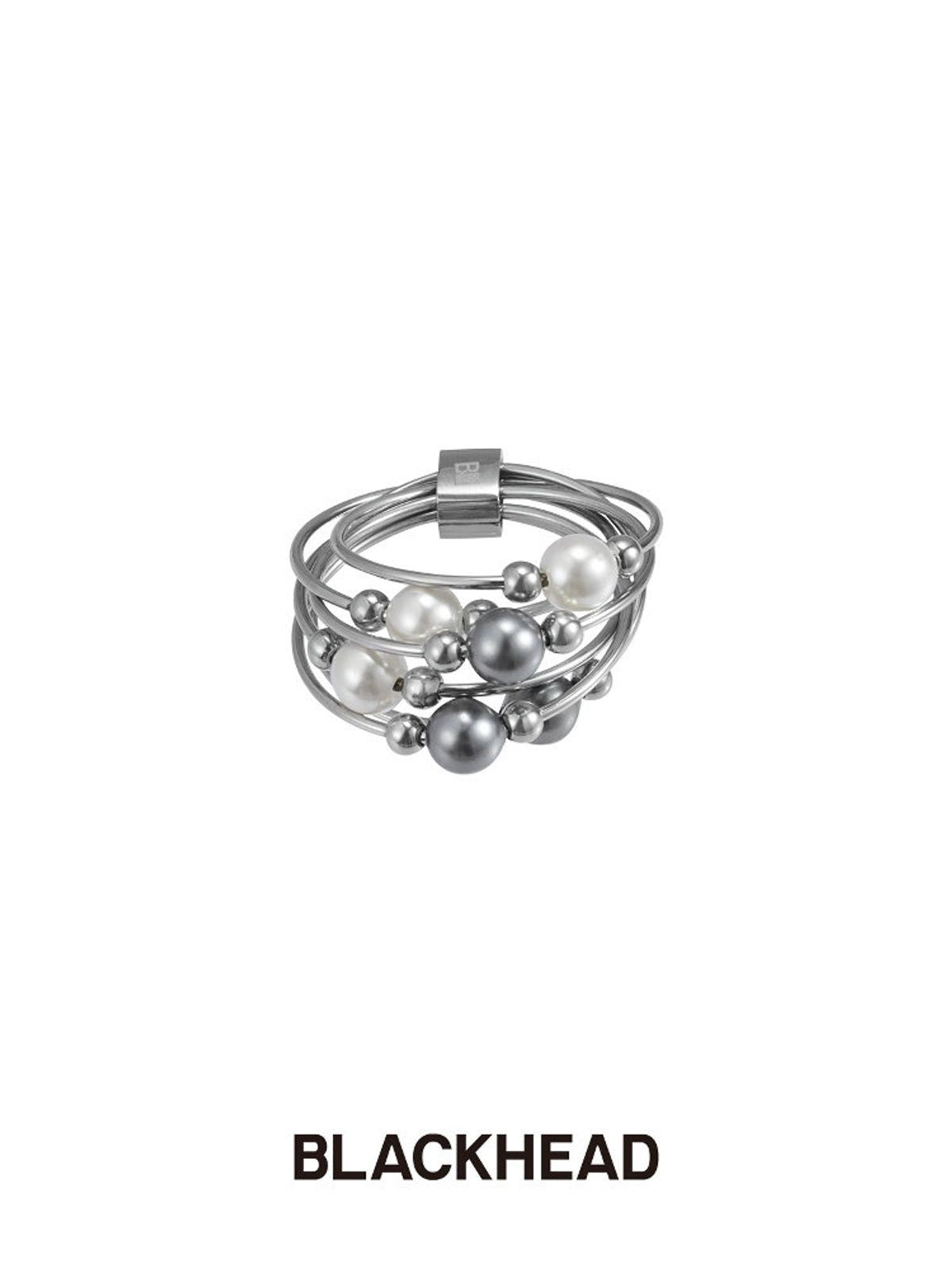 BLACKHEAD Entwined Pearl Steel Ring in Silver