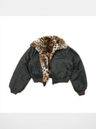 MASONPRINCE Reversible Tiger Print Flight Jacket in Black #color_black