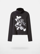 THELIGHT OFFICIAL Ink Wash Floral High Neck Top in Gray