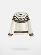 NeverSeez Fair Isle Jacquard Sweater in White