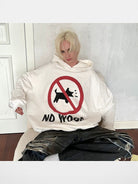 Triangle Project No Barking Graphic Fleece Hoodie in White - On Model