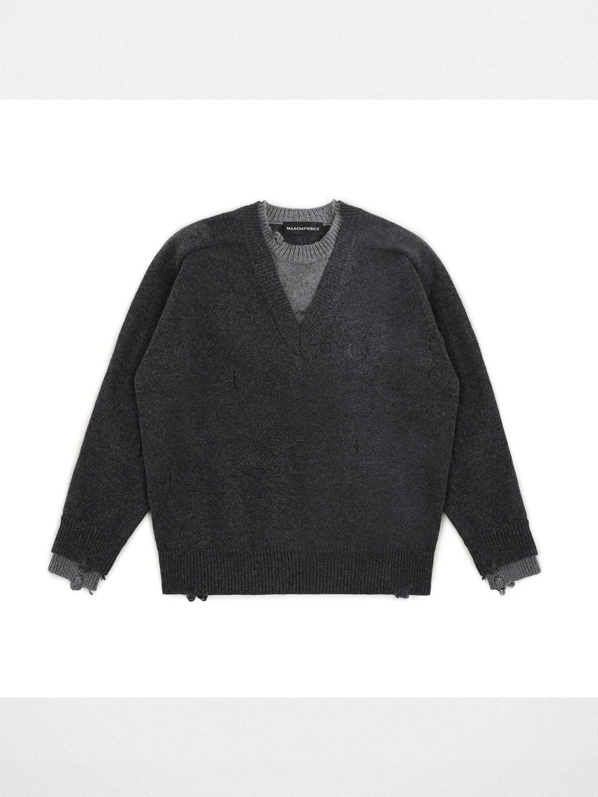 MasonPrince Mock Two Piece Wool Blend Sweater in Gray