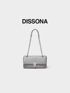 DISSONA Quilted Leather Chain Shoulder Bag in Gray