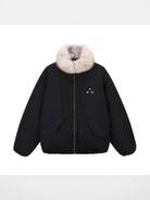 FPA Faux Mink Collar Down Parka in Black