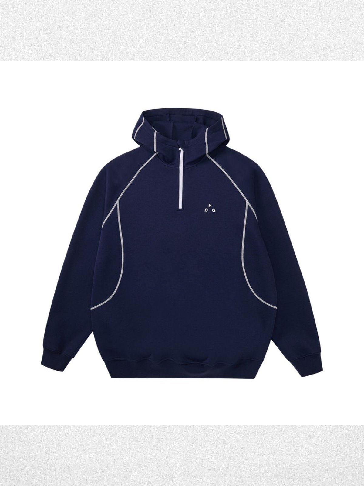 FPA Contrast Stitch Half Zip Hoodie in Navy Blue