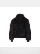 Alright then Faux Mongolian Lamb Fur Jacket in Black