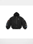 MasonPrince Hooded Racing Patch Puffer in Black