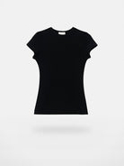 Alright Then Fitted Cap Sleeve T Shirt in Black