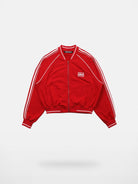 BADSEED Side Stripe Cotton Bomber Jacket in Red