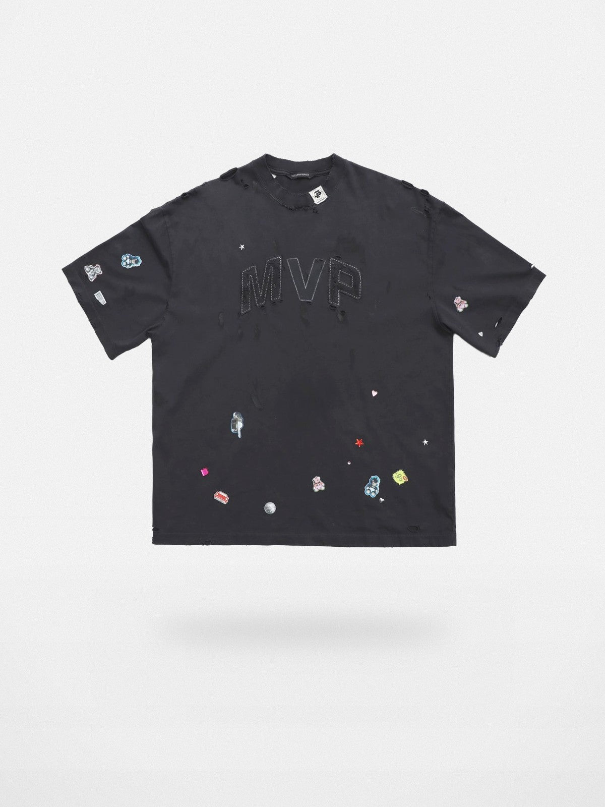 MASONPRINCE Distressed MVP Graphic T Shirt in Black