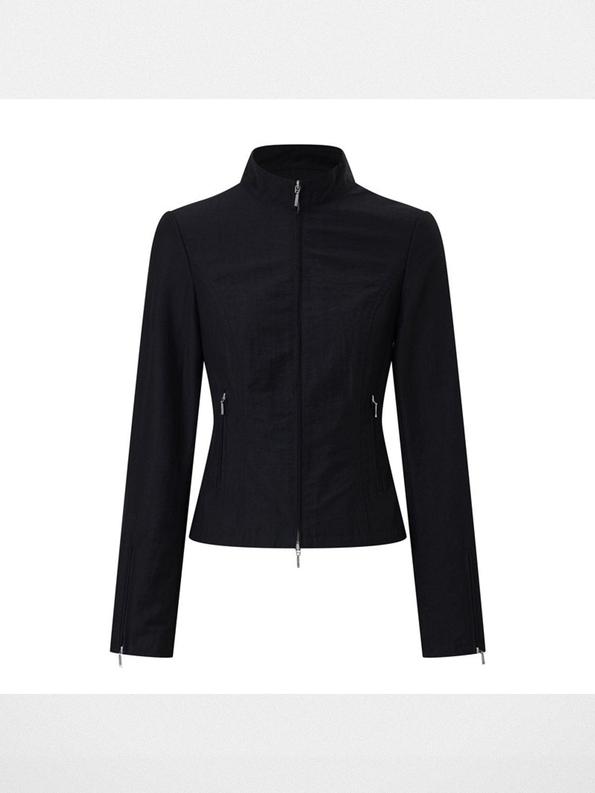 Alright then Textured Cotton Biker Jacket in Black