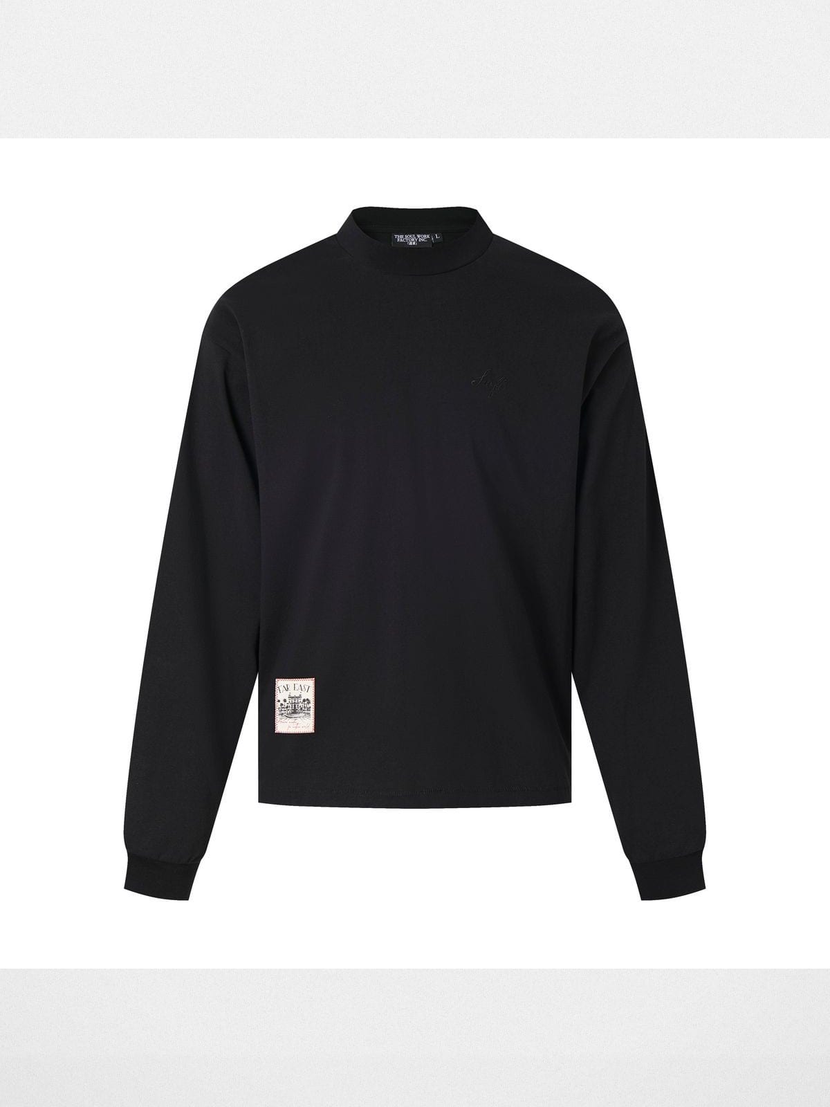 Swfi Heavyweight Embroidered Mock Neck Tee in Black