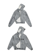 MasonPrince Distressed Graffiti Zip Hoodie in Gray