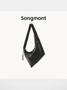 Songmont Broken Shell Leather Crossbody Hobo in Black