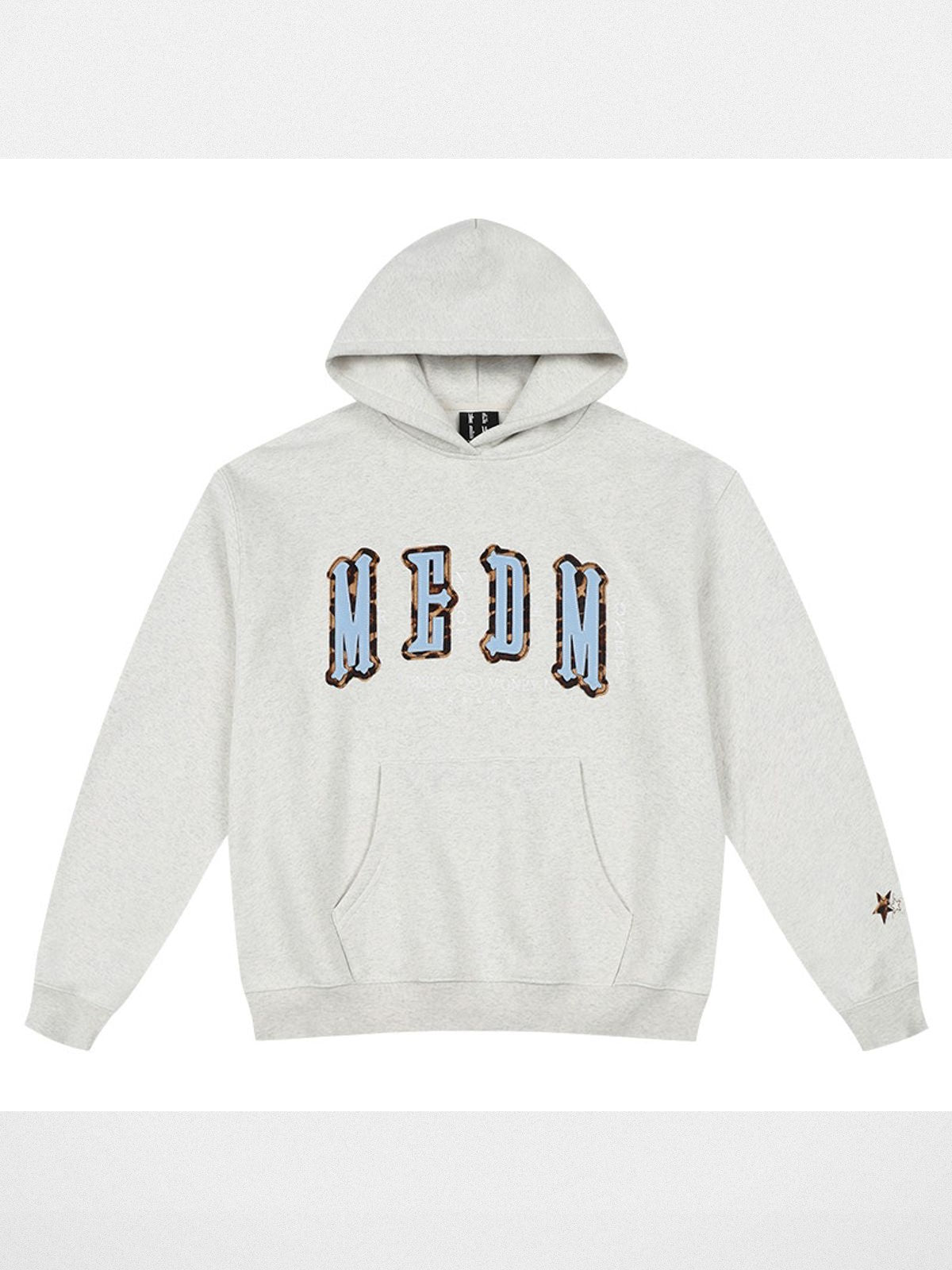 MEDM Pony Hair Appliqu Fleece Hoodie in Gray