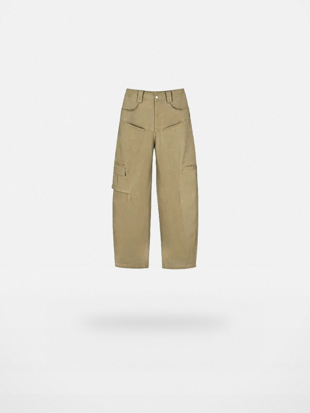 RARELY ALIKE Panelled Wide Leg Cargo Pants in Beige