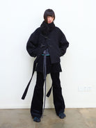 NeverSeez Short Boucl Wool Toggle Coat in Black - On Model