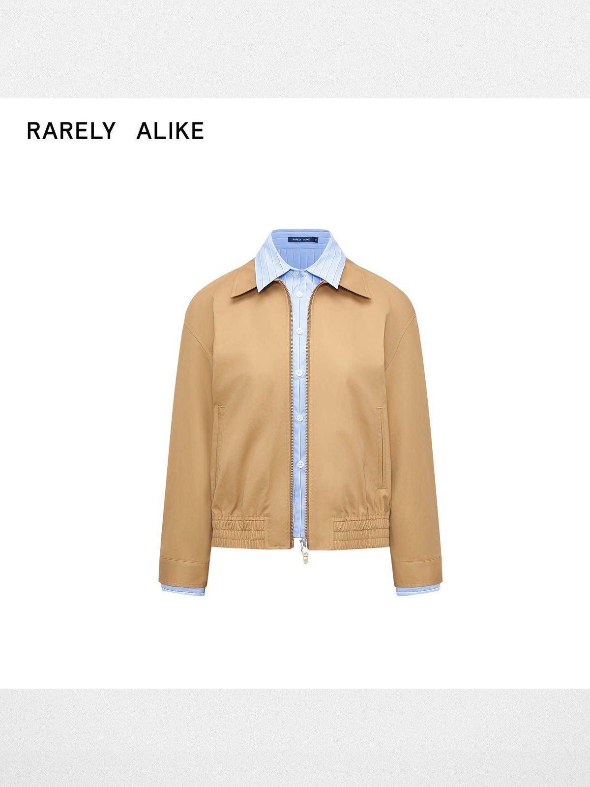 RARELY ALIKE Mock Layered Cotton Jacket in Beige