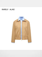 RARELY ALIKE Mock Layered Cotton Jacket in Beige