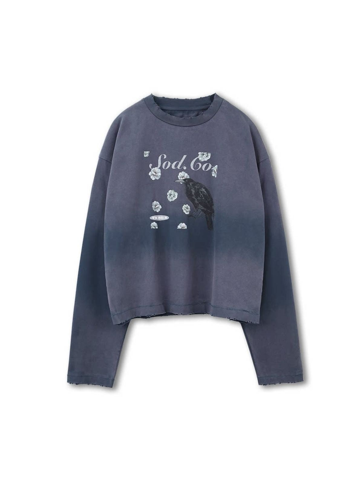 SOD Distressed Crow Graphic Sweatshirt in Blue