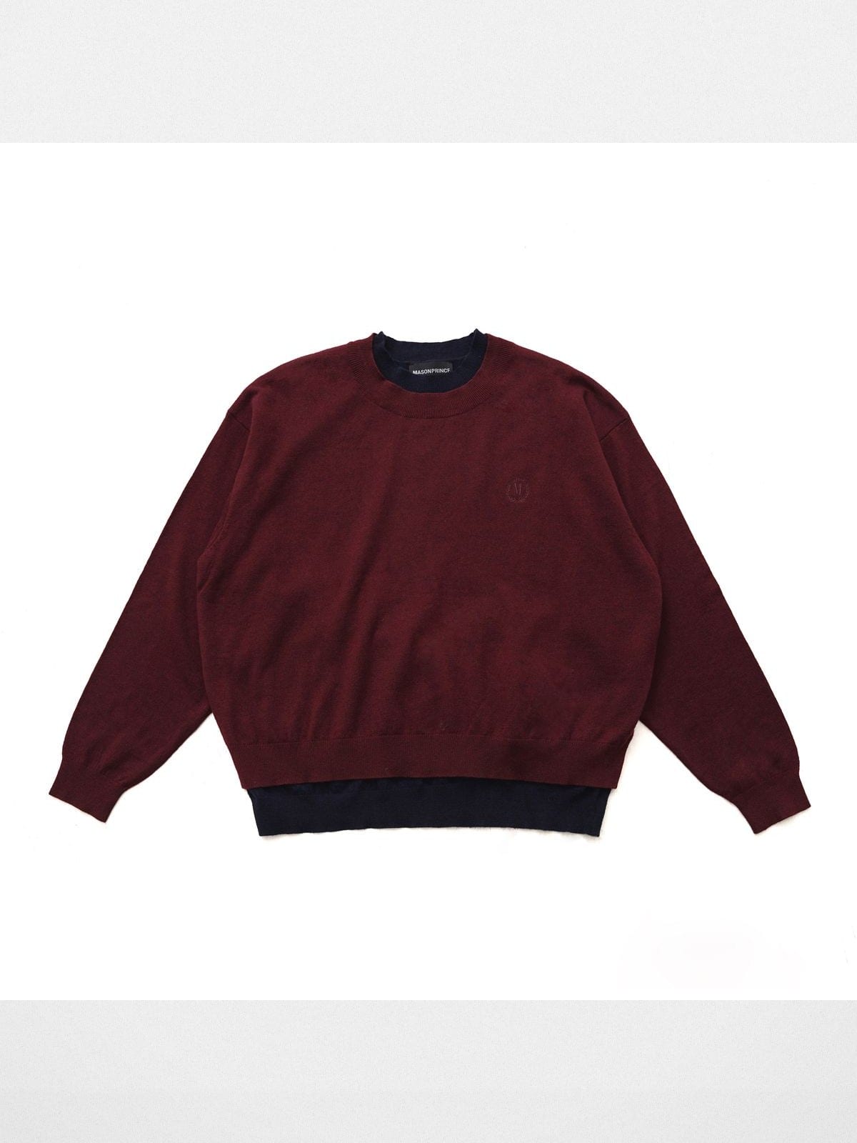 MasonPrince Mock Layer Wool Blend Sweater in Burgundy