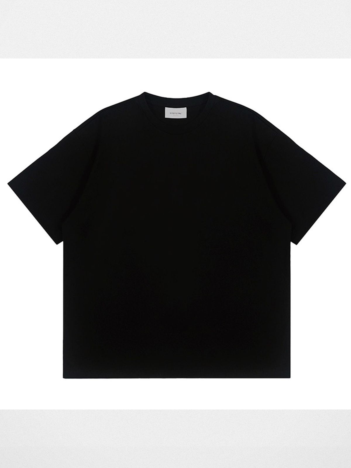 LOSTCTRL Loose Fit Cotton Crew Neck T Shirt in Black