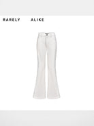 RARELY ALIKE Flared Cotton Denim Jeans in White