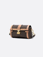 FION Coated Canvas Lock Clasp Boston Bag in Brown