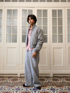 Retro 21 3M Thinsulate Wool MA 1 Jacket in Gray - On Model