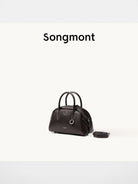Songmont Leather Mini Bowling Bag in Brown