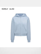 RARELY ALIKE Comfort Club Graphic Zip Up Hoodie in Sky Blue