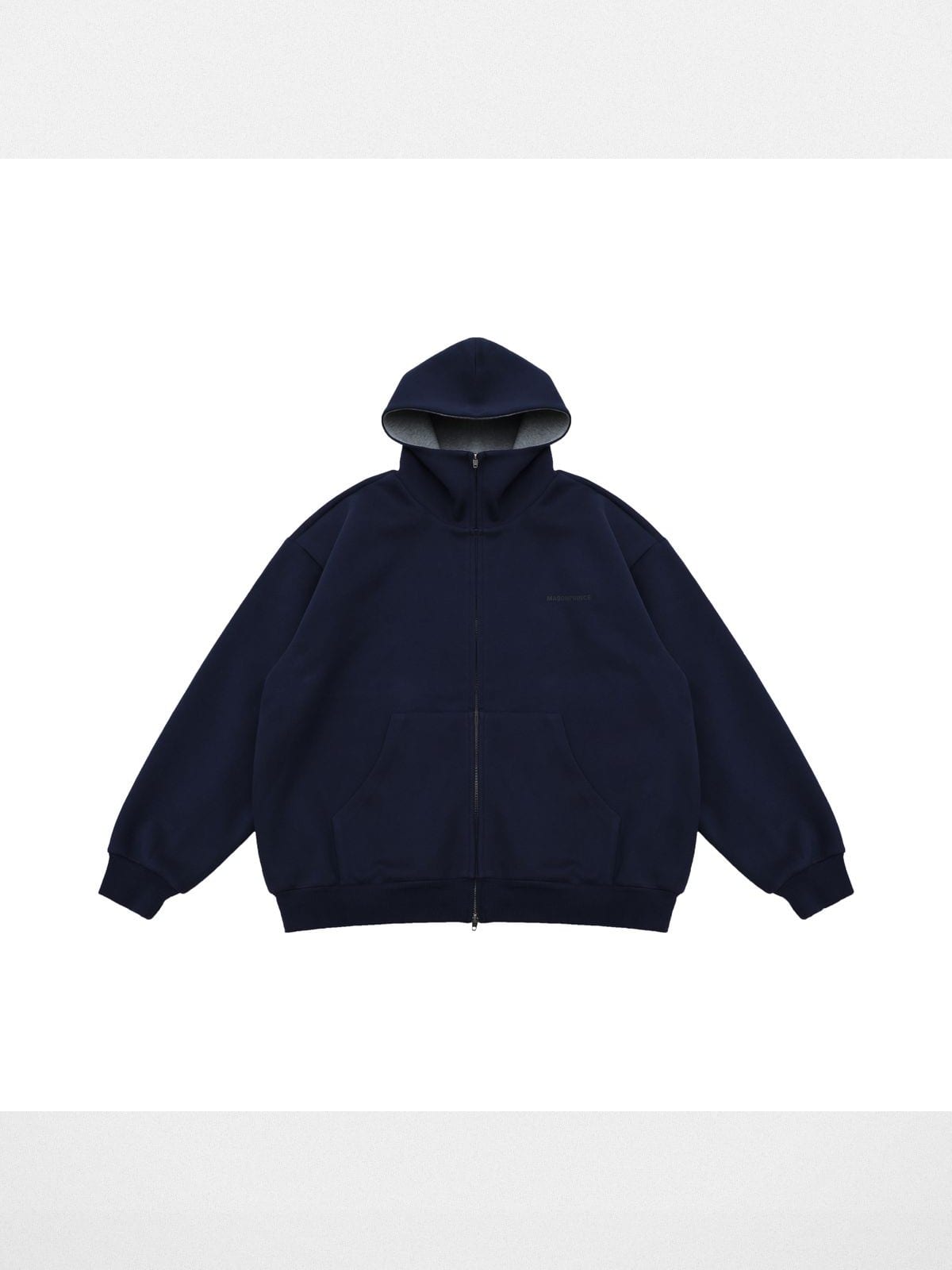MasonPrince Dome Silhouette Zip Hoodie in Navy Blue