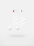 SHUSHUTONG Heart Logo Ribbed Knee High Socks in White