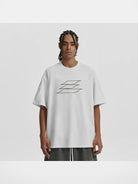 LOSTCTRL Outline Embroidered Logo T Shirt in White - On Model